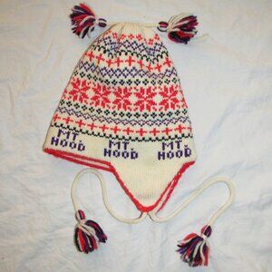 Vintage Hood Hats Mt. Hood Oregon Wool Knit Tassel Beanie Hat Ski Resort
